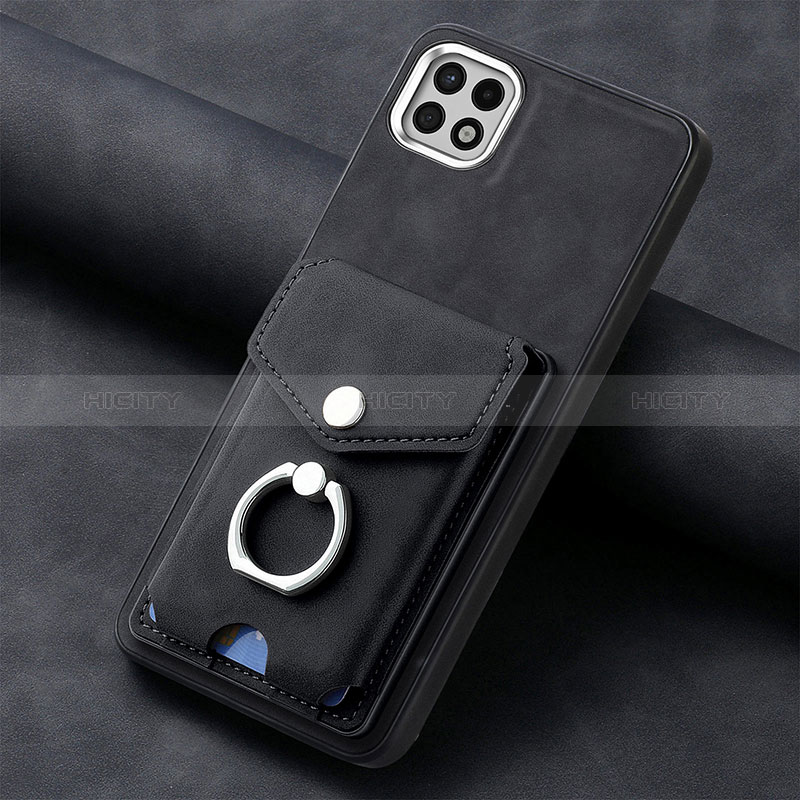 Coque Silicone Gel Motif Cuir Housse Etui SD3 pour Samsung Galaxy A22 5G Noir Plus