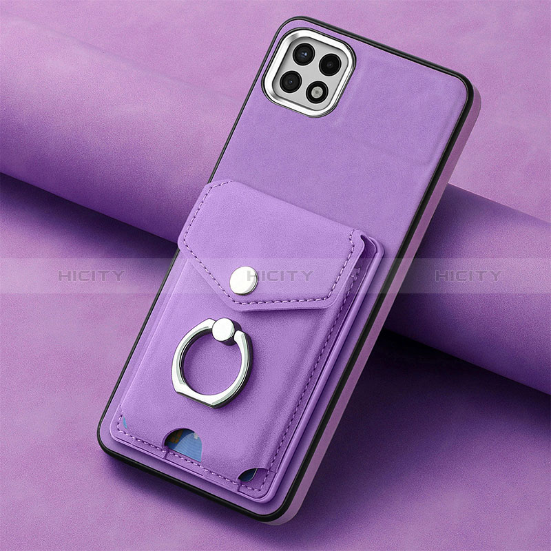 Coque Silicone Gel Motif Cuir Housse Etui SD3 pour Samsung Galaxy A22 5G Violet Plus