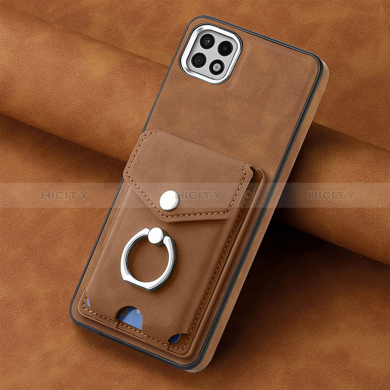 Coque Silicone Gel Motif Cuir Housse Etui SD3 pour Samsung Galaxy A22s 5G Marron Plus