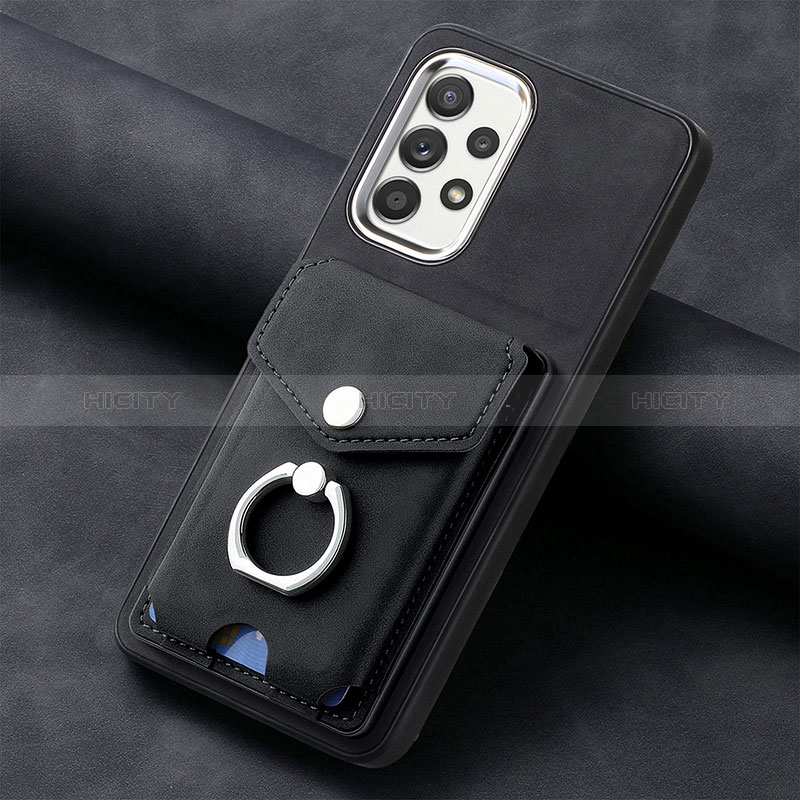 Coque Silicone Gel Motif Cuir Housse Etui SD3 pour Samsung Galaxy A23 4G Noir Plus