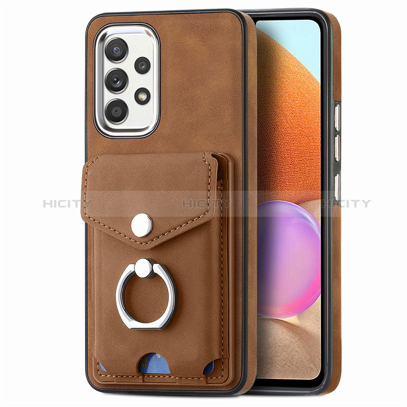 Coque Silicone Gel Motif Cuir Housse Etui SD3 pour Samsung Galaxy A32 4G Marron Plus