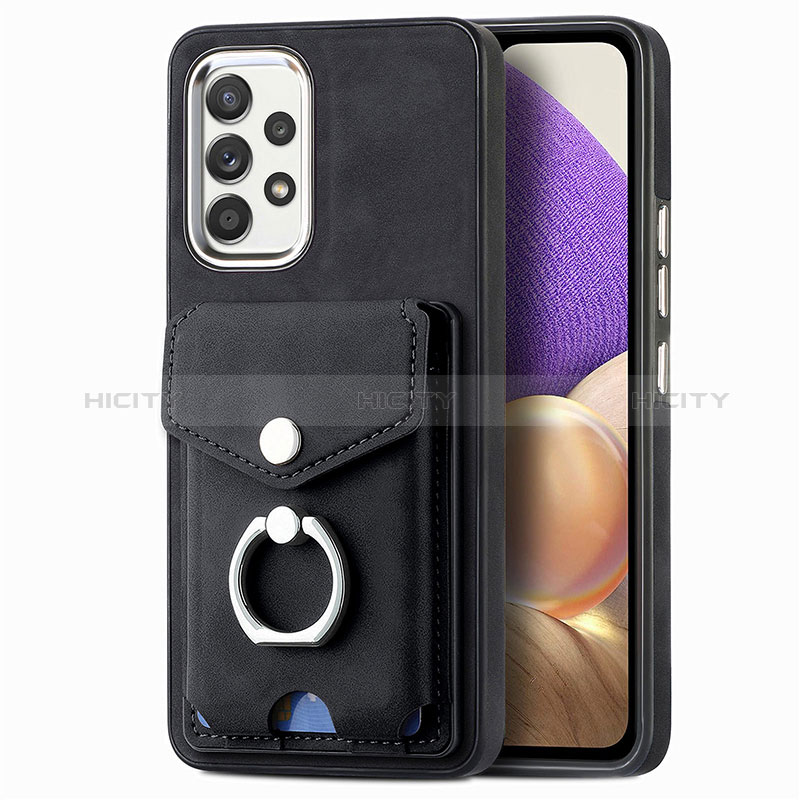 Coque Silicone Gel Motif Cuir Housse Etui SD3 pour Samsung Galaxy A32 5G Noir Plus