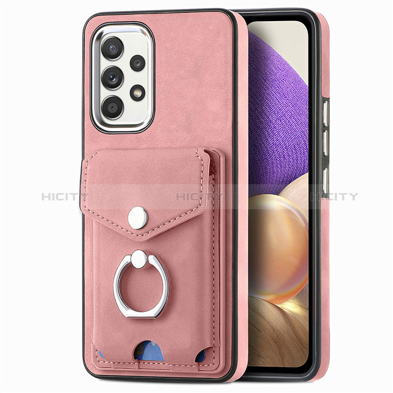 Coque Silicone Gel Motif Cuir Housse Etui SD3 pour Samsung Galaxy A32 5G Rose Plus