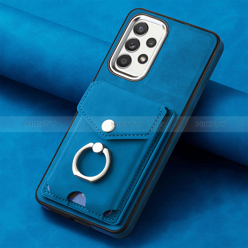 Coque Silicone Gel Motif Cuir Housse Etui SD3 pour Samsung Galaxy A33 5G Bleu Plus