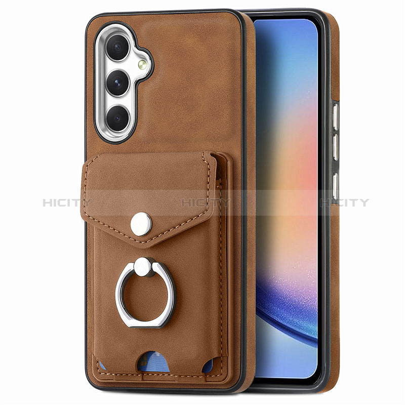 Coque Silicone Gel Motif Cuir Housse Etui SD3 pour Samsung Galaxy A34 5G Marron Plus