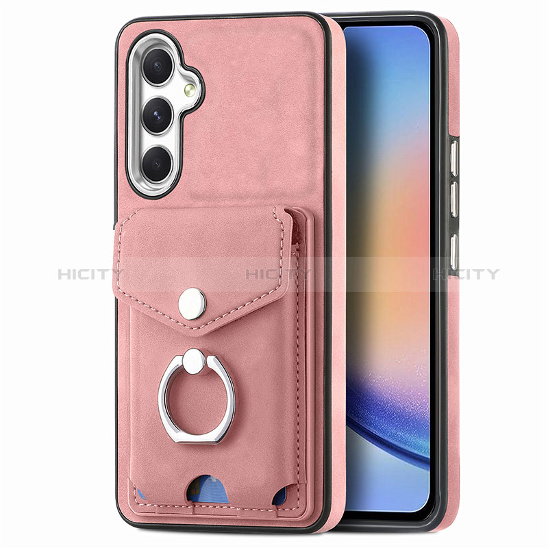 Coque Silicone Gel Motif Cuir Housse Etui SD3 pour Samsung Galaxy A34 5G Rose Plus