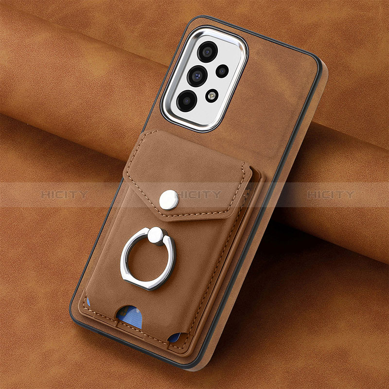 Coque Silicone Gel Motif Cuir Housse Etui SD3 pour Samsung Galaxy A73 5G Marron Plus