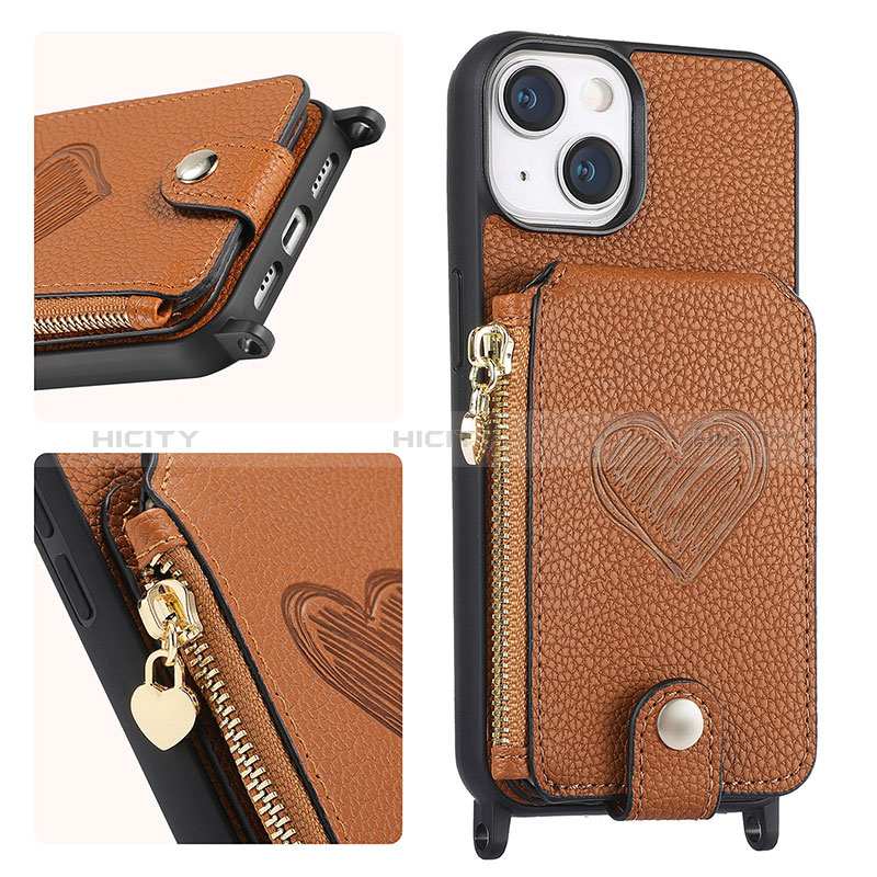 Coque Silicone Gel Motif Cuir Housse Etui SD4 pour Apple iPhone 13 Marron Plus