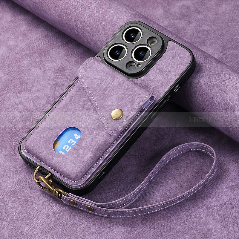 Coque Silicone Gel Motif Cuir Housse Etui SD4 pour Apple iPhone 13 Pro Violet Clair Plus