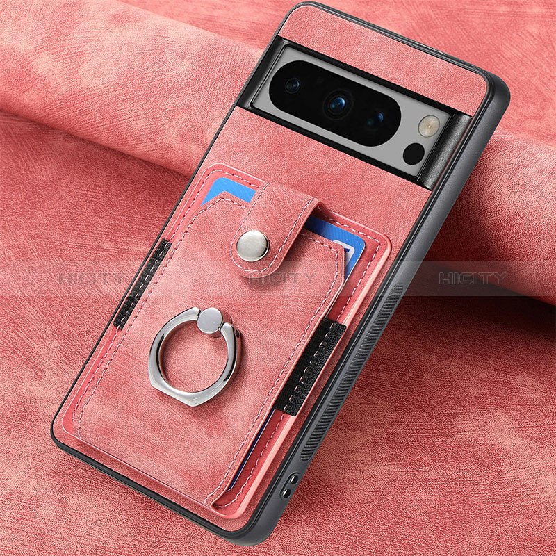 Coque Silicone Gel Motif Cuir Housse Etui SD4 pour Google Pixel 8 Pro 5G Rose Plus