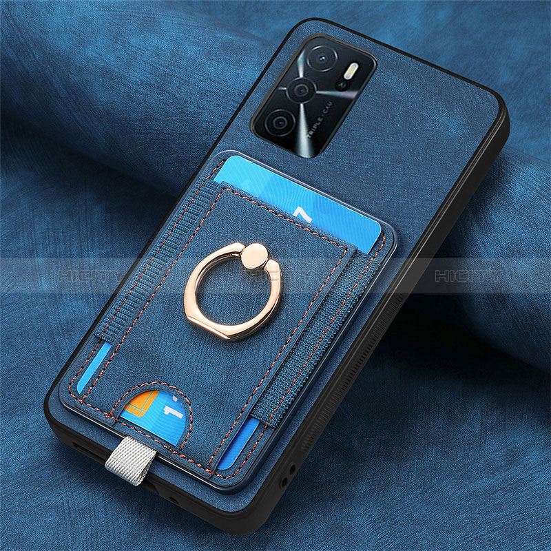 Coque Silicone Gel Motif Cuir Housse Etui SD4 pour Oppo A54s Bleu Plus