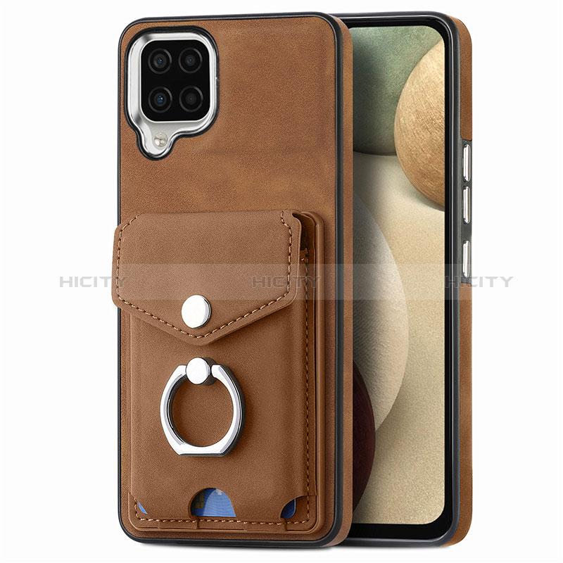 Coque Silicone Gel Motif Cuir Housse Etui SD4 pour Samsung Galaxy A12 5G Marron Plus