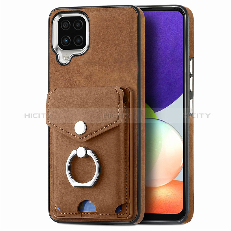 Coque Silicone Gel Motif Cuir Housse Etui SD4 pour Samsung Galaxy A22 4G Marron Plus