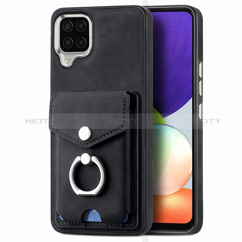 Coque Silicone Gel Motif Cuir Housse Etui SD4 pour Samsung Galaxy A22 4G Noir Plus