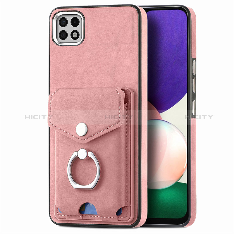 Coque Silicone Gel Motif Cuir Housse Etui SD4 pour Samsung Galaxy A22s 5G Rose Plus