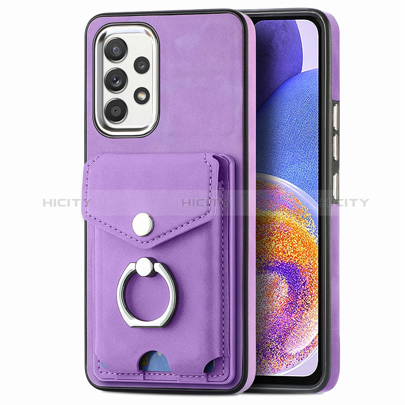 Coque Silicone Gel Motif Cuir Housse Etui SD4 pour Samsung Galaxy A23 5G Violet Plus