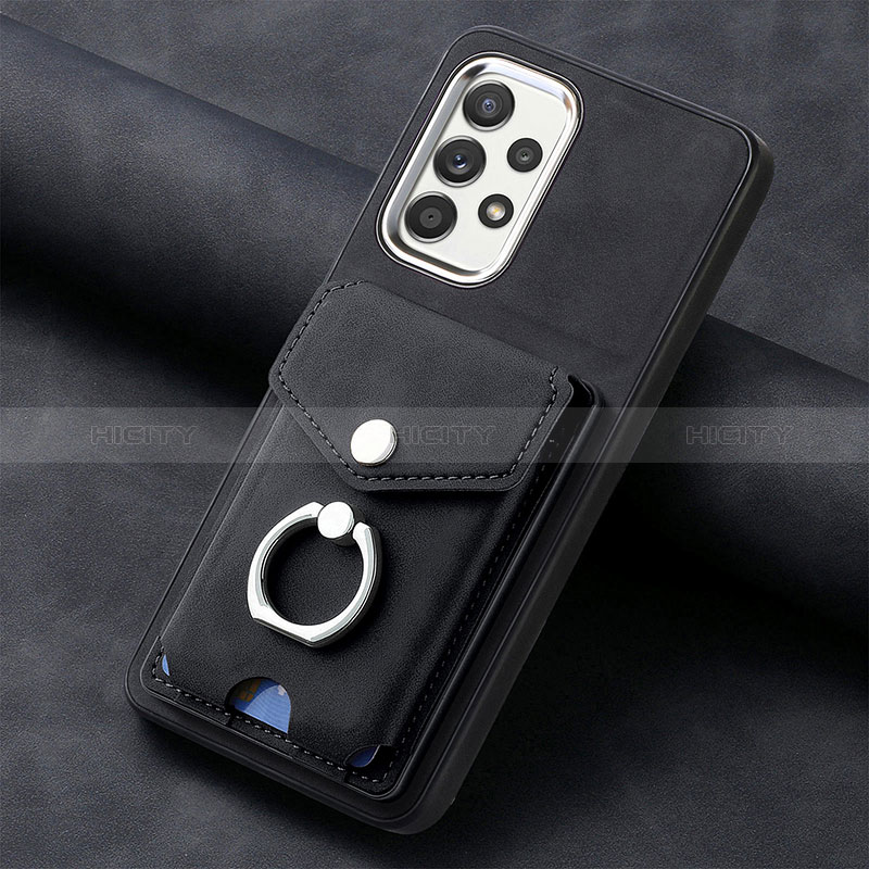 Coque Silicone Gel Motif Cuir Housse Etui SD4 pour Samsung Galaxy A32 5G Noir Plus