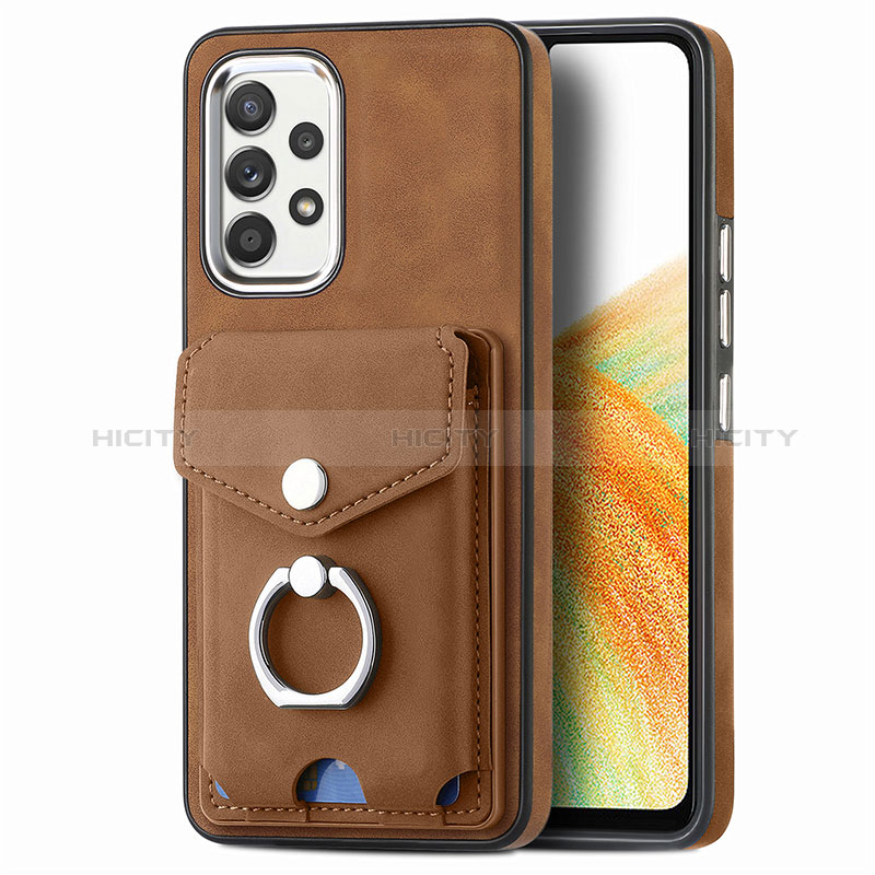 Coque Silicone Gel Motif Cuir Housse Etui SD4 pour Samsung Galaxy A33 5G Marron Plus