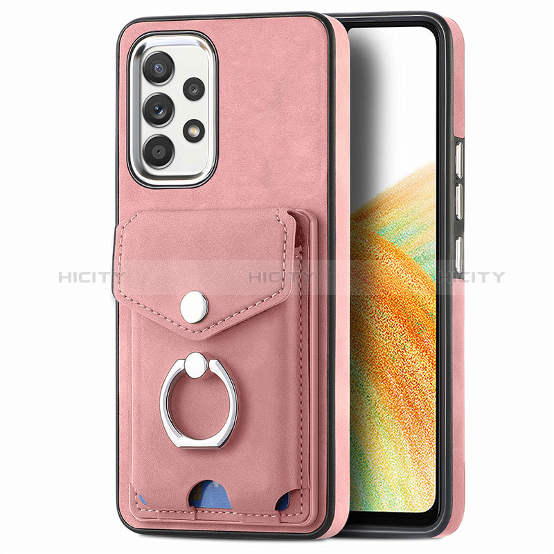 Coque Silicone Gel Motif Cuir Housse Etui SD4 pour Samsung Galaxy A33 5G Rose Plus