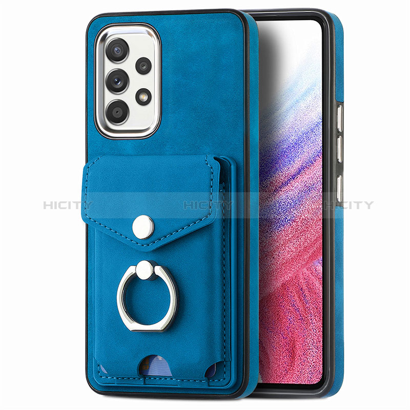 Coque Silicone Gel Motif Cuir Housse Etui SD4 pour Samsung Galaxy A53 5G Bleu Plus