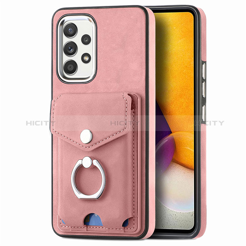 Coque Silicone Gel Motif Cuir Housse Etui SD4 pour Samsung Galaxy A72 5G Rose Plus