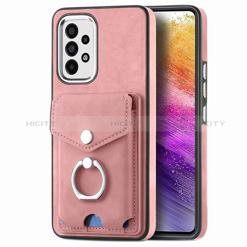 Coque Silicone Gel Motif Cuir Housse Etui SD4 pour Samsung Galaxy A73 5G Rose Plus