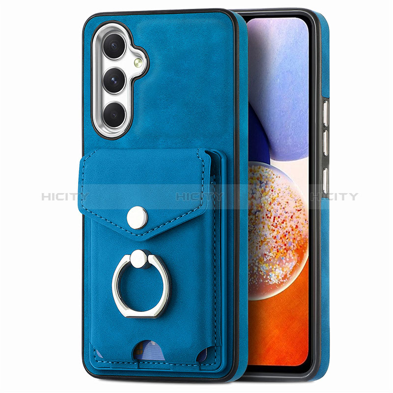 Coque Silicone Gel Motif Cuir Housse Etui SD4 pour Samsung Galaxy Jump3 5G Bleu Plus