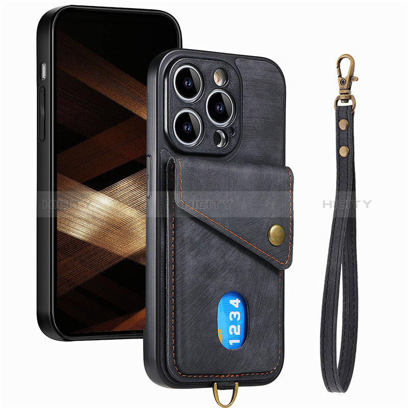 Coque Silicone Gel Motif Cuir Housse Etui SD5 pour Apple iPhone 13 Pro Noir Plus