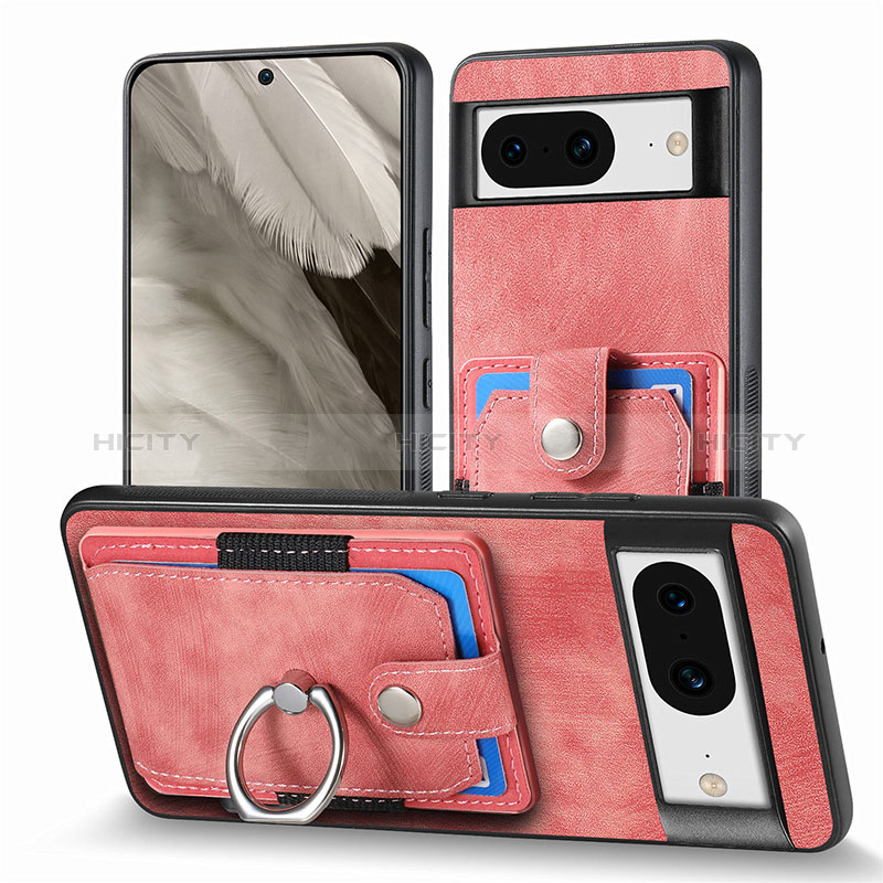 Coque Silicone Gel Motif Cuir Housse Etui SD5 pour Google Pixel 8 5G Rose Plus