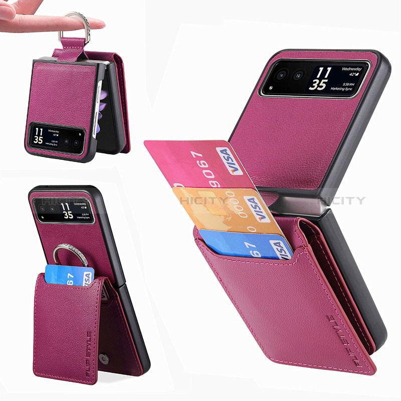 Coque Silicone Gel Motif Cuir Housse Etui SD5 pour Motorola Moto Razr 40 5G Violet Clair Plus