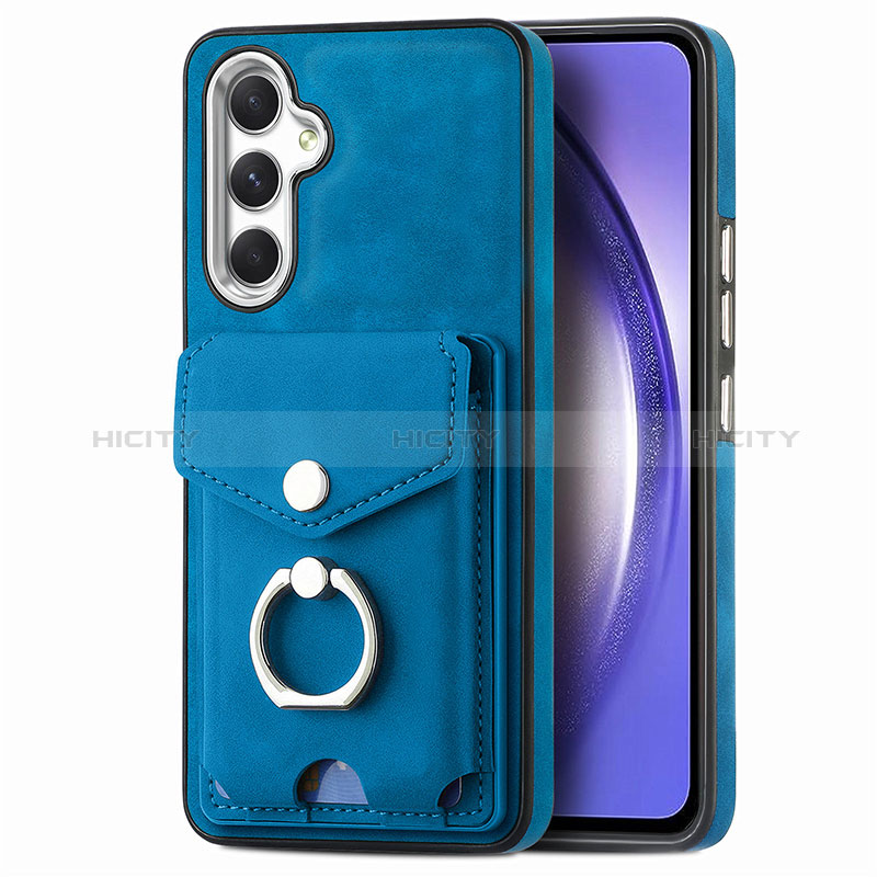 Coque Silicone Gel Motif Cuir Housse Etui SD5 pour Samsung Galaxy A54 5G Bleu Plus