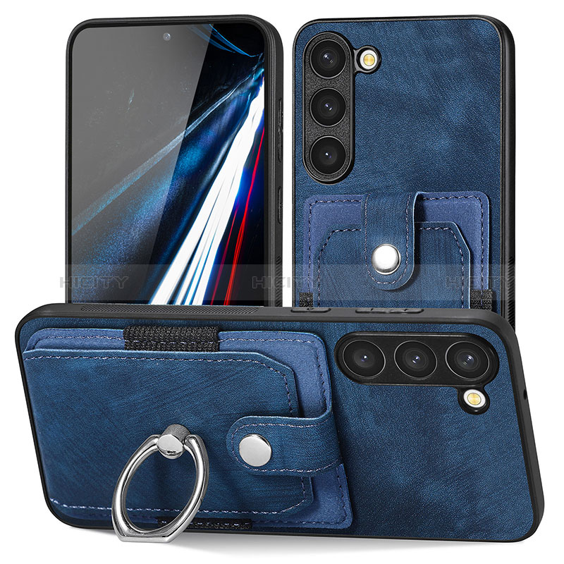 Coque Silicone Gel Motif Cuir Housse Etui SD5 pour Samsung Galaxy S22 5G Bleu Plus