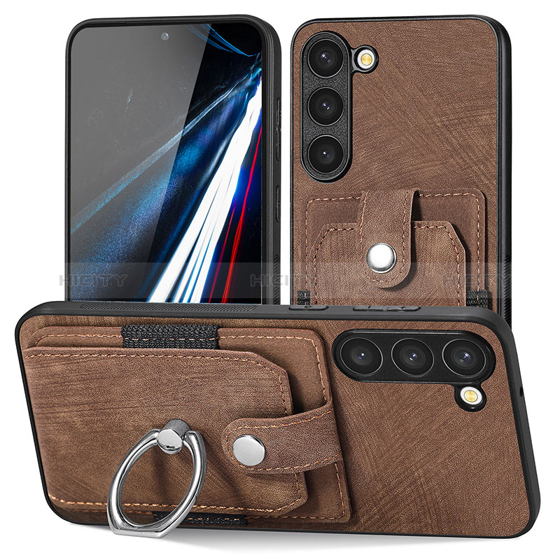 Coque Silicone Gel Motif Cuir Housse Etui SD5 pour Samsung Galaxy S22 Plus 5G Marron Plus