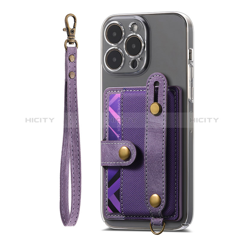 Coque Silicone Gel Motif Cuir Housse Etui SD6 pour Apple iPhone 15 Pro Max Violet Plus