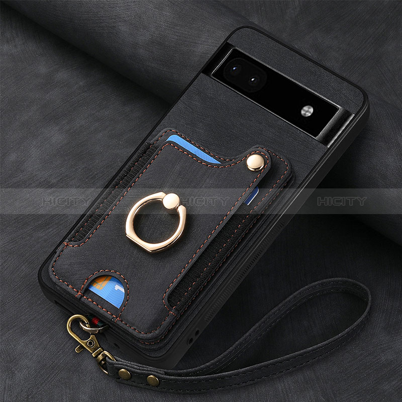 Coque Silicone Gel Motif Cuir Housse Etui SD6 pour Google Pixel 8 Pro 5G Noir Plus