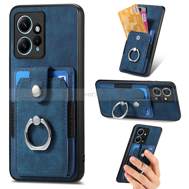 Coque Silicone Gel Motif Cuir Housse Etui SD6 pour Xiaomi Redmi Note 12 4G Bleu Plus