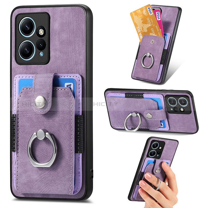 Coque Silicone Gel Motif Cuir Housse Etui SD6 pour Xiaomi Redmi Note 12 4G Violet Clair Plus