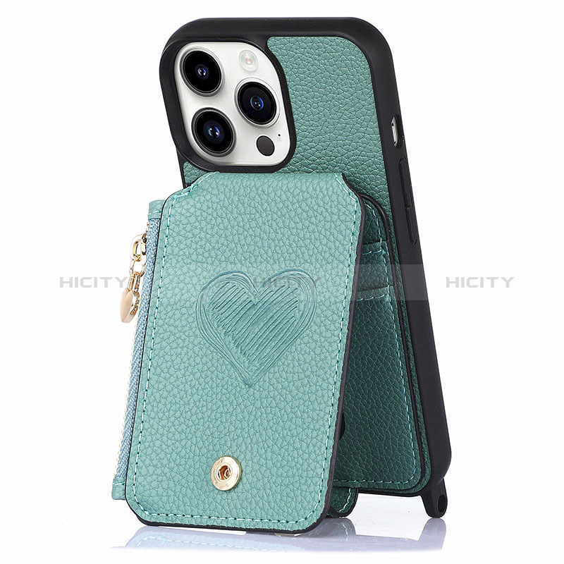 Coque Silicone Gel Motif Cuir Housse Etui SD7 pour Apple iPhone 13 Pro Bleu Plus