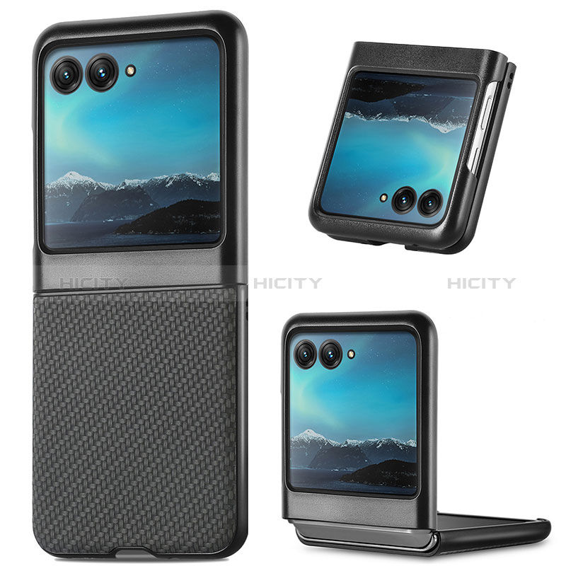 Coque Silicone Gel Motif Cuir Housse Etui SD7 pour Motorola Moto Razr 40 Ultra 5G Noir Plus