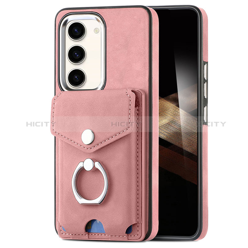 Coque Silicone Gel Motif Cuir Housse Etui SD7 pour Samsung Galaxy S24 5G Rose Plus