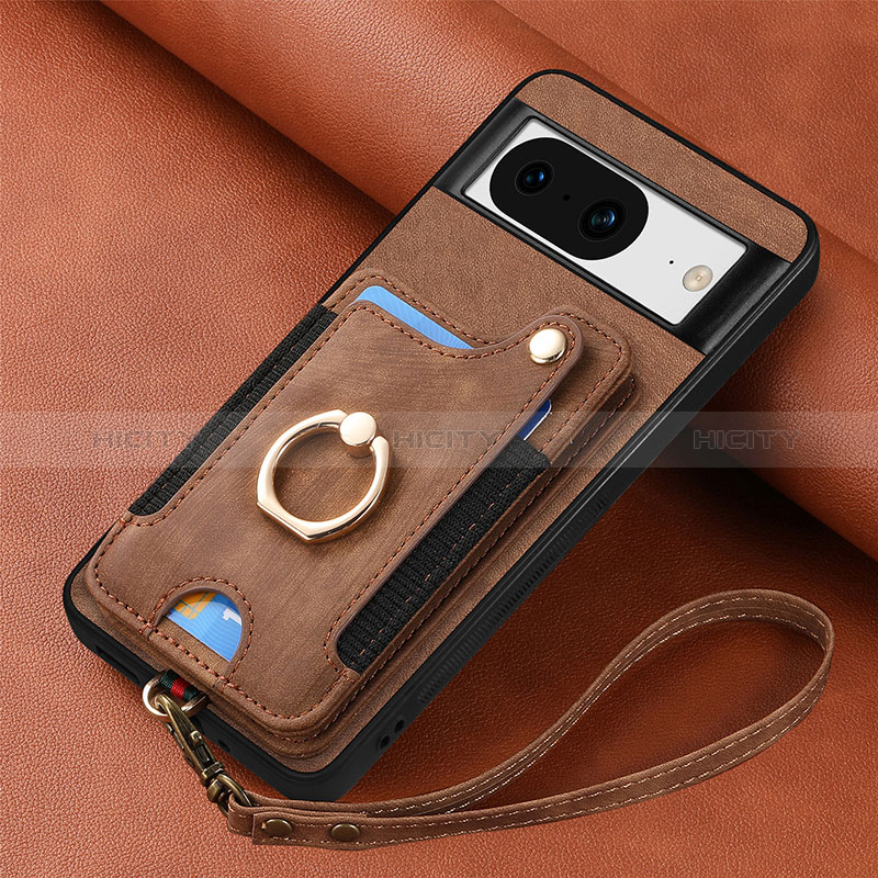 Coque Silicone Gel Motif Cuir Housse Etui SD8 pour Google Pixel 8 5G Marron Plus