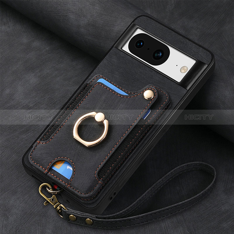 Coque Silicone Gel Motif Cuir Housse Etui SD8 pour Google Pixel 8 5G Noir Plus