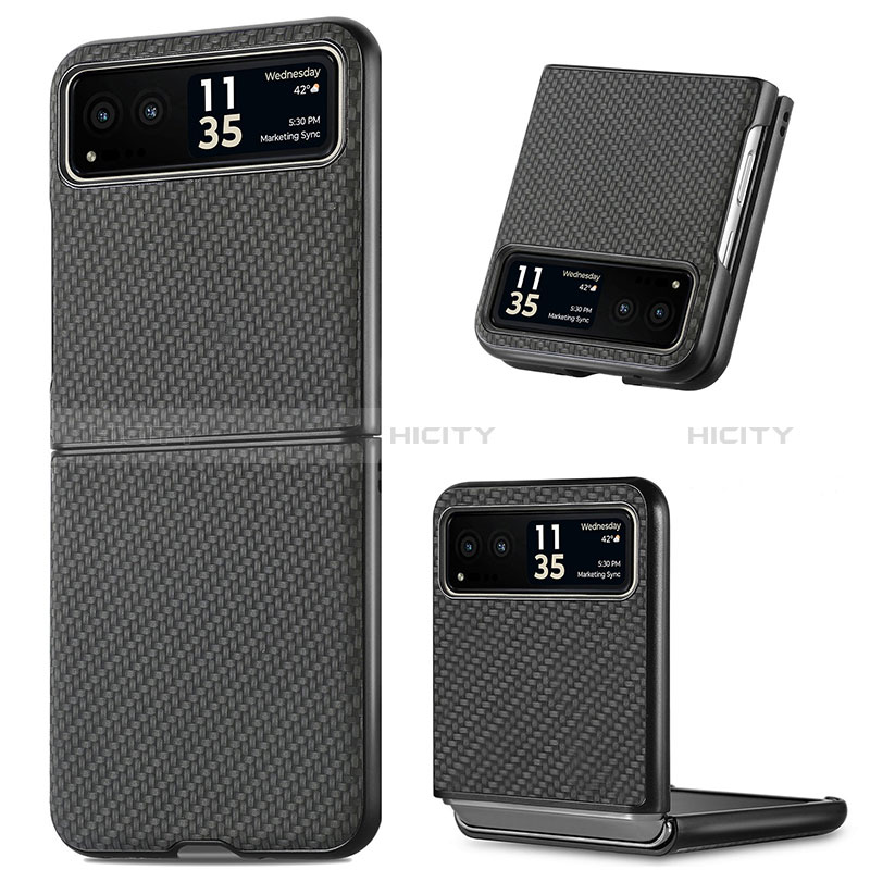 Coque Silicone Gel Motif Cuir Housse Etui SD8 pour Motorola Moto Razr 40 5G Noir Plus