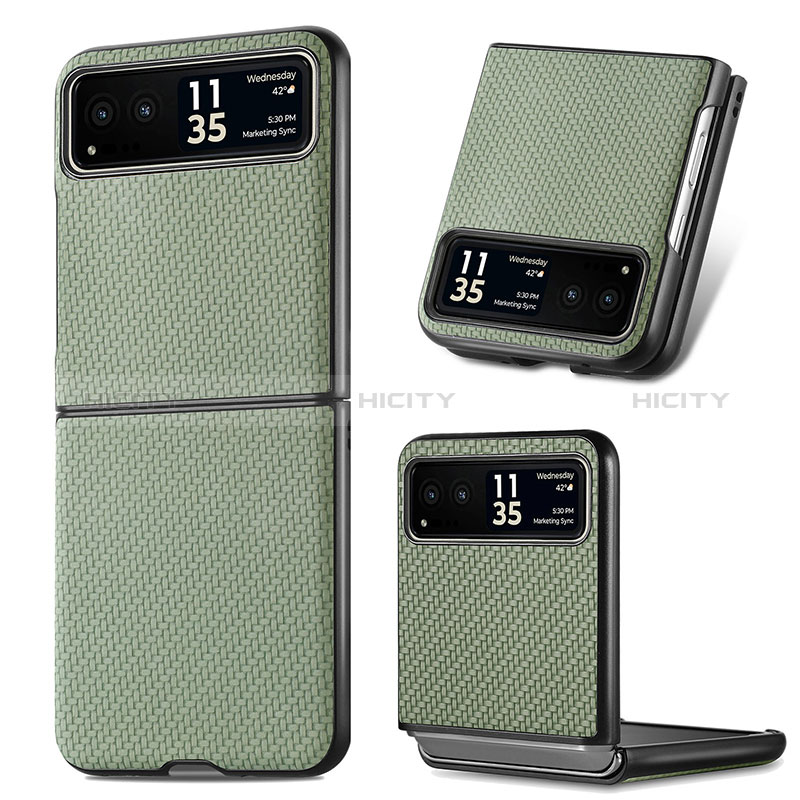 Coque Silicone Gel Motif Cuir Housse Etui SD8 pour Motorola Moto Razr 40 5G Vert Plus