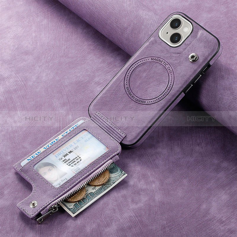 Coque Silicone Gel Motif Cuir Housse Etui SD9 pour Apple iPhone 13 Violet Clair Plus