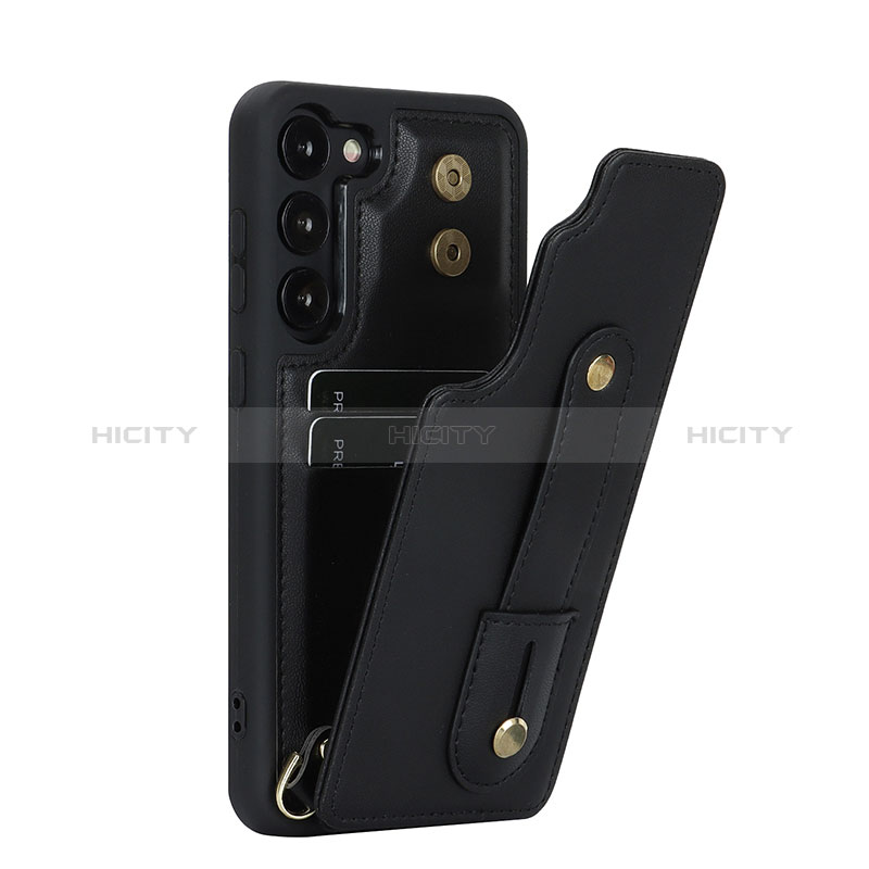 Coque Silicone Gel Motif Cuir Housse Etui SY1 pour Samsung Galaxy S22 5G Noir Plus