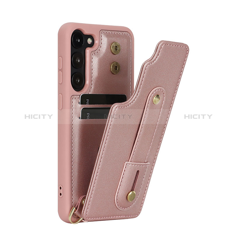 Coque Silicone Gel Motif Cuir Housse Etui SY1 pour Samsung Galaxy S22 Plus 5G Or Rose Plus