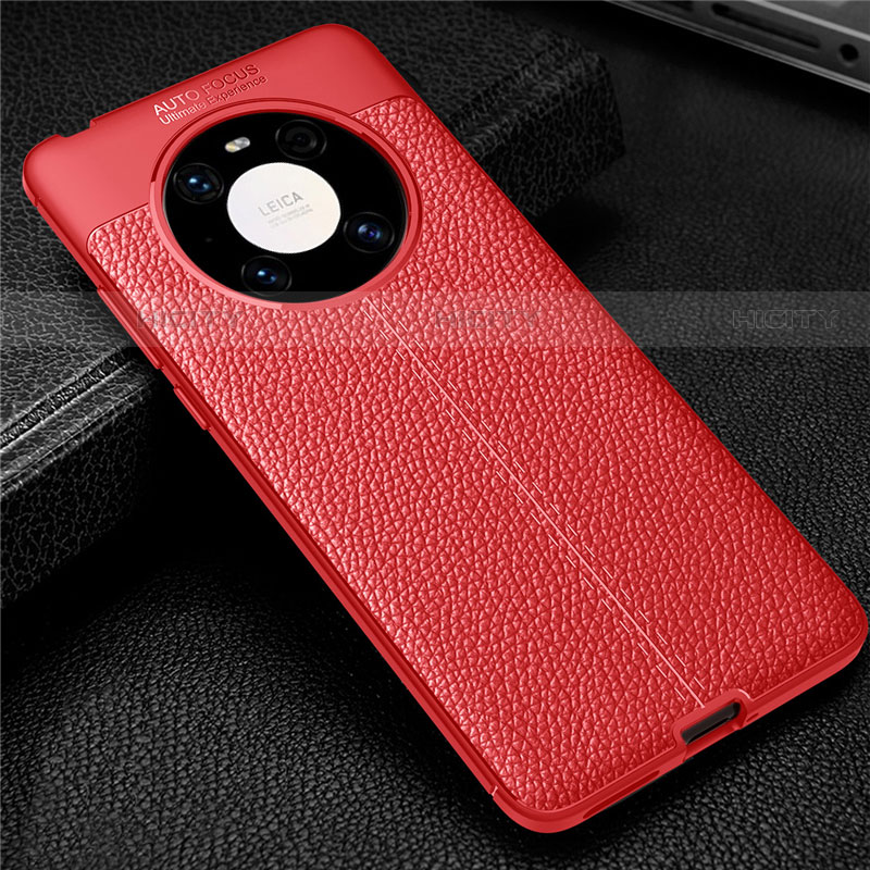 Coque Silicone Gel Motif Cuir Housse Etui U01 pour Huawei Mate 40E 4G Rouge Plus