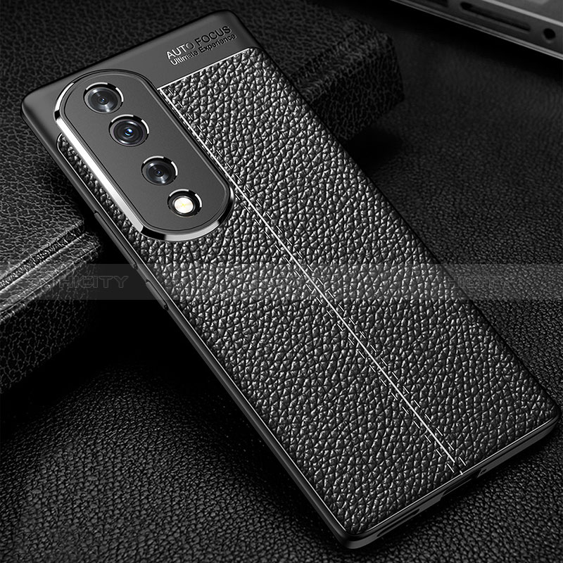 Coque Silicone Gel Motif Cuir Housse Etui WL1 pour Huawei Honor 70 Pro+ Plus 5G Noir Plus