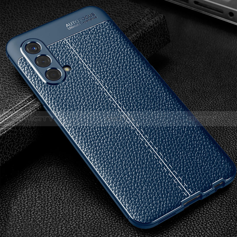 Coque Silicone Gel Motif Cuir Housse Etui WL1 pour OnePlus Nord CE 5G Bleu Plus